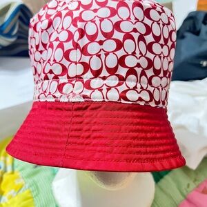Coach Red and White Patterned Hat